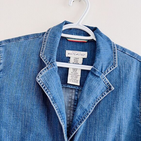 🎉Clearance🎉White Stag Stretch Blue Fitted Denim Stretchy Jean Jacket ~ Size 4 - Picture 2 of 8